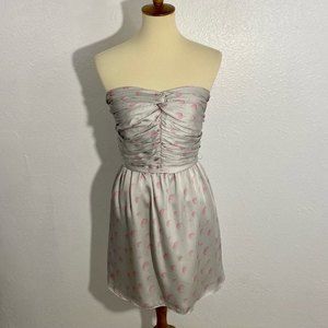 NEW Ark & Co Strapless Mini Dress Women's Size S Ice Gray Pink Floral